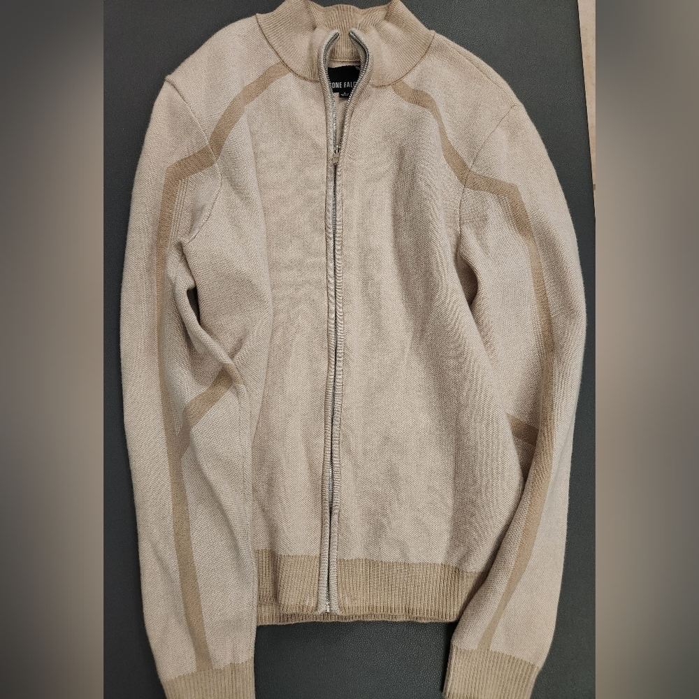 Men's Beige Zip-Up Sweater